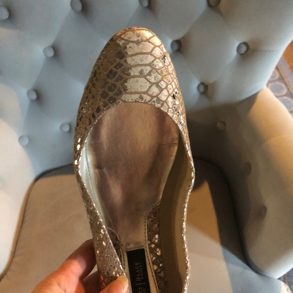 Silver Snakeskin Patterned Flats - image 8